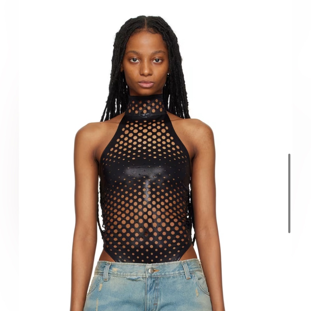 Black Halter Mesh Top